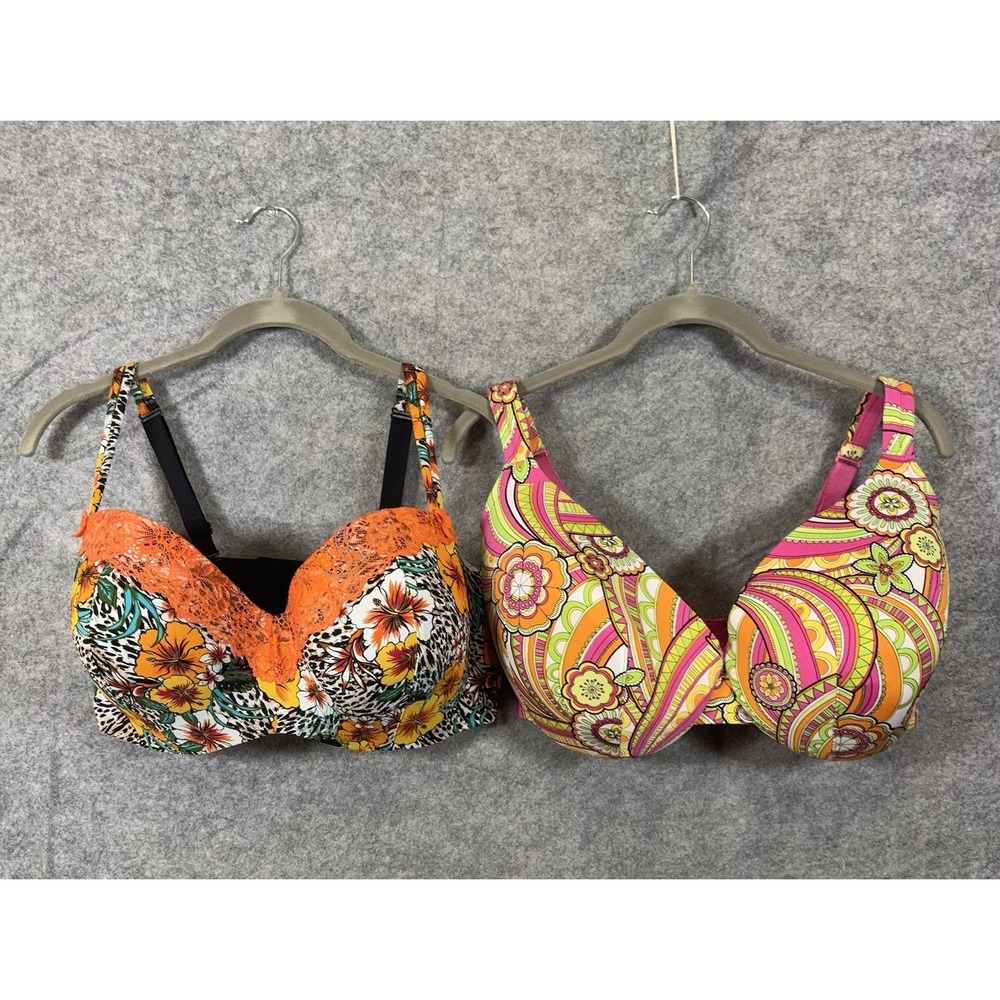 Cacique Bra Womens 40F Floral Smooth Lightly Lined Balconette - BUNDLE OF 2